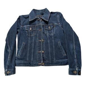 Lauren Jeans Co by Ralph Lauren Dark Wash Button Up Jean Jacket Size P/P